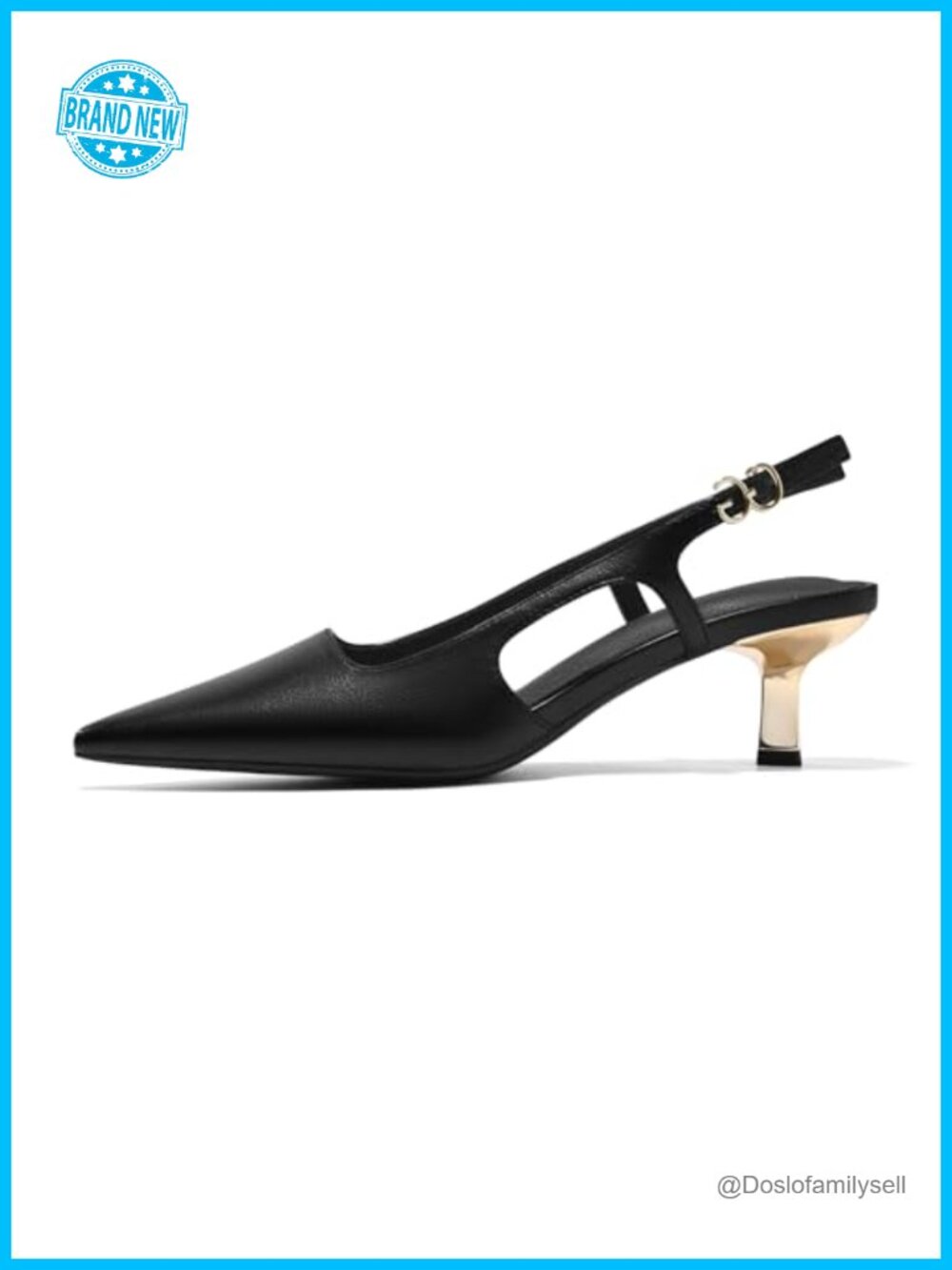 Kitten Heel Slingback Pumps Pointed Toe Buckle Dress Shoes